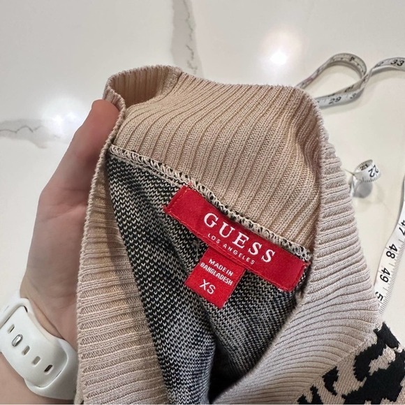 Guess Madam Zebra Printed Tan Thick Long Cardigan - Picture 13 of 16